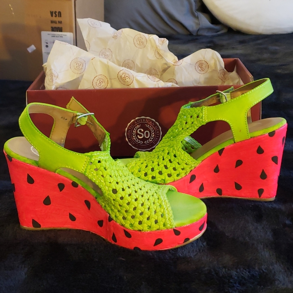 Handpainted Watermelon Wedge Heels